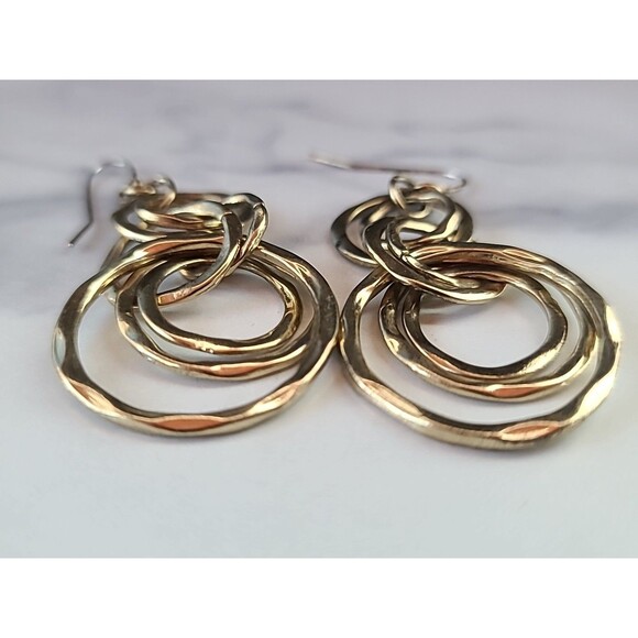 Dangling Gold Tone Metal Pierced Earrings Vintage Costume Jewelry, READ - Picture 8 of 10
